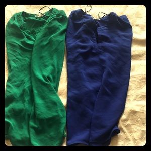 Emerald green & royal blue blouses